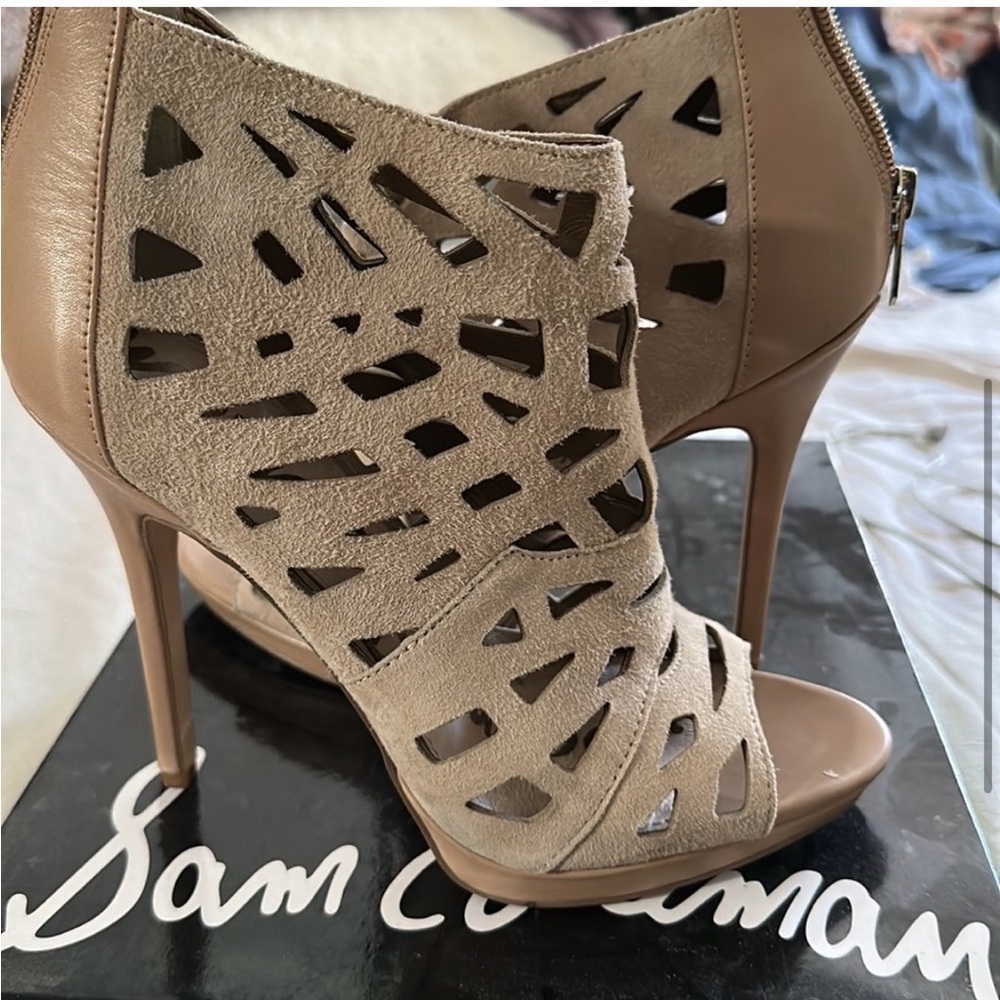 Sam Edelman Ellie Heels Caged Heels, Taupe or Tan color size 7